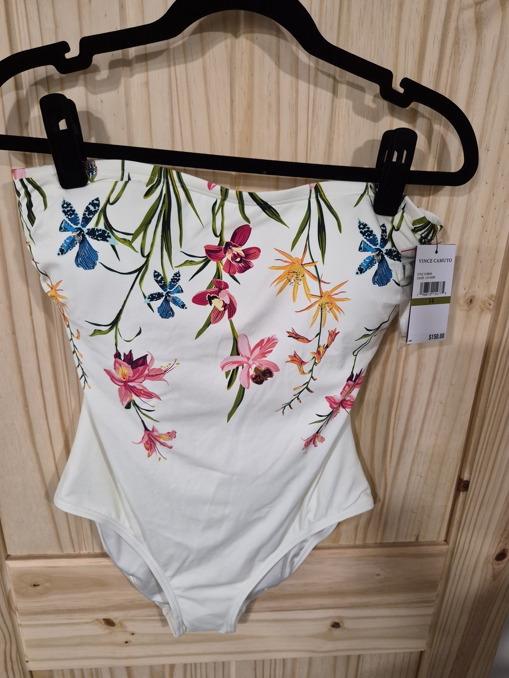 Vince Camuto White One-Piece Swimsuit with Pink, Blue & Yellow Floral Print